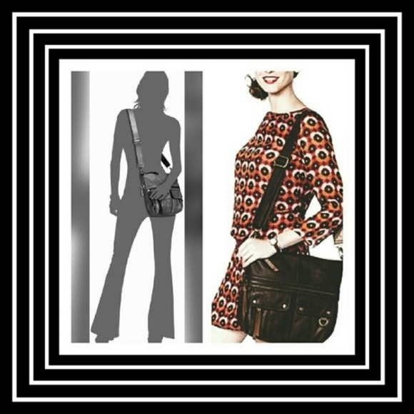 FOSSIL~MORGAN PEBBLED BLACK LEATHER MESSENGER CROSSBODY BAG~NEW~🎁Christmas🎄 - Picture 5 of 7